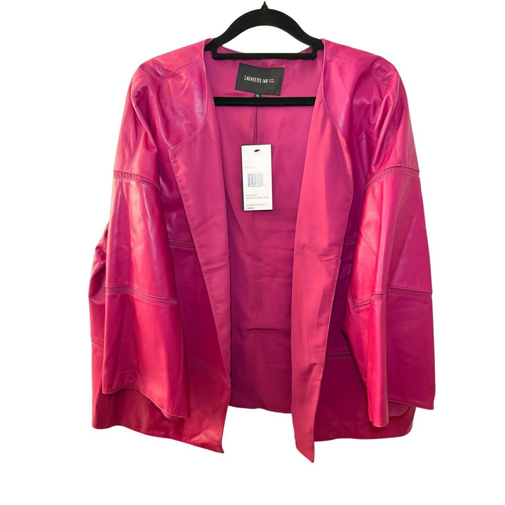 Lafayette 148 New York Leather Jacket - XL - Raspberry
